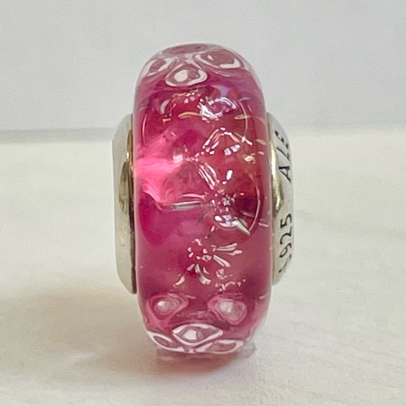 Pandora Wavy Fancy Pink Murano Glass Charm - Picture 2 of 6